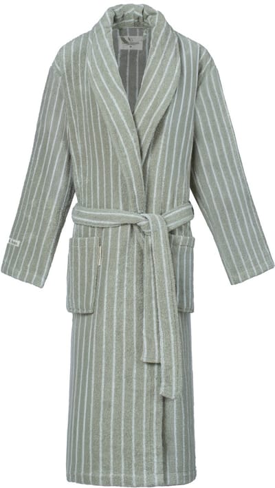 L&G - Unisex Badjas - 100% Katoen Badjas - Katoen badstof - Sjaalkraag - Badjas dames - Badjas heren - Badjas dames en heren - Gestreepte badjassen - Maat S - Groen
