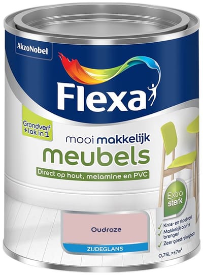 Flexa - Mooi Makkelijk Meubels Zijdeglans - Oudroze - Mengverf - 750 Ml