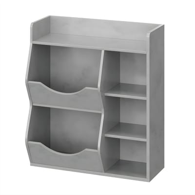 Kinderboekenplank - Voor kleuterschool, slaapkamer of speelkamer - 5-cubby multi-plank organizer - Voor boeken en speelgoed - Grijs