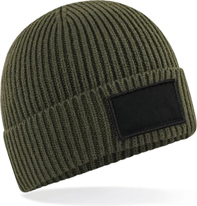 Beechfield Trendy muts met patch B442R - Military Green / Black - One size