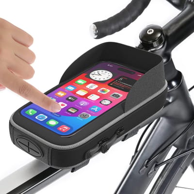 SnelShoppen - Fietstas met Telefoonhouder tot 7.5 inch, Waterproof, Ideaal voor Mountainbike en Stadsfietsen, Eenvoudige Installatie en Snelle Toegang