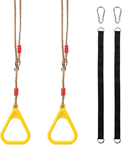 Trapezium schommelringen - Turnringen kinderen - Buiten spelen - Verstelbare lengte - Tot 100 kg - Geel