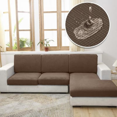 Waterdichte bankhoes voor woonkamer bankstoelhoezen Stretch geruite bankkussenhoes Bankhoezen Bankenhoezen voor thuishotel 1R(50-63cm) beige