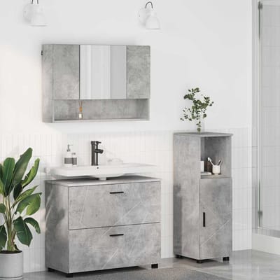 vidaXL - Badkamermeubel - Set - met - lade - met - plank - 3 - pcs - Beton - Grijs