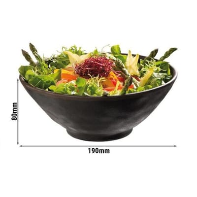 GGM Gastro (6 Stück) Schale - MARONE - Melamin - 0,8 Liter - Ø 190mm - Schwarz/Braun