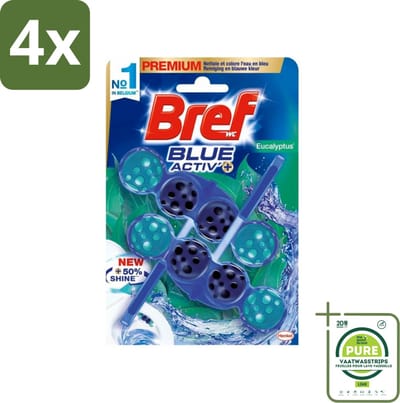 Bref WC - Blue Activ' - Toiletblok - Eucalyptus - 2 Blokken - Voordeelverpakking - 4 stuks - Toilet schoonmaak - Toiletblok