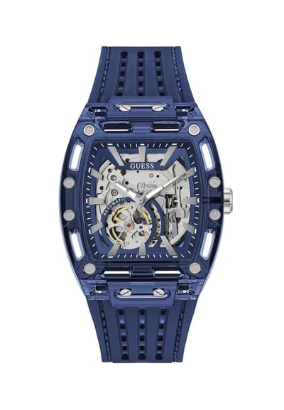 Guess Phoenix Mechanisch Automatisch Horloge Blauw Kast Gemaakt Van 100% Polycarbonaat En Een Armband Van 100% Siliconen 42 GW1073G1, GW1073G2