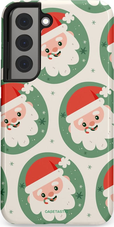 Casetastic hoesje geschikt voor Samsung Galaxy S22 - Dubbellaagse bescherming - Zuurstok Groen Witte Kerstman - Fashion Case - Wit Saliegroen Crème Terracotta