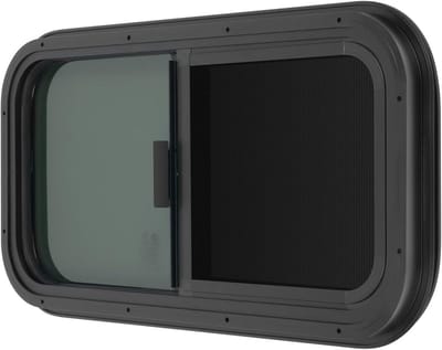 Caravanraam Schuifraam - Zijraam Aanhanger - Ventilatie en Privacy - Met Insectenhor - 700 x 400 mm - Zwart