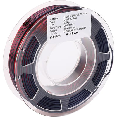 3D-printer PLA-filament 1,75 mm spoelbundel 200 g printverbruiksmateriaal zijdezwart rood gray