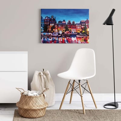 Canvas print DD123078 Amsterdam A.S. Création 0,7 x 0,5 m Kleurrijk Kantoor Hal/Gang Keuken Slaapkamer Woonkamer
