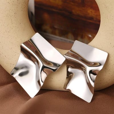 Geometrische Irreguliere Spiegel Oorbellen Voor Vrouwen, Overdreven Creatieve Persoonlijkheid Trendy Oorbellen, High-End Temperament Veelzijdige Accessoires. zilver