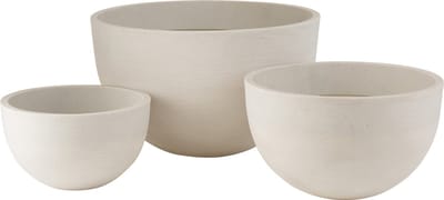 J-Line bloempot Rond Laag - keramiek - wit - 3 stuks - Ø 60 cm