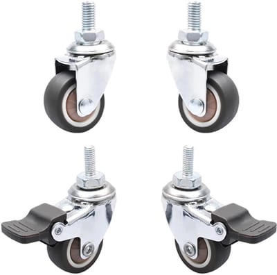 Meubels wielen set van 4 stuks, 2.5 cm, 40 kg draagvermogen, met rem en 360° rotatie, TPR en metaal