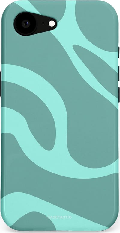Casetastic Hoesje Geschikt voor Apple iPhone 16e Magsafe - Stijlvolle Beschermende Duo-layer Case - Aqua Golven
