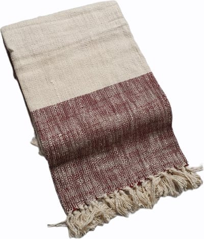 Plaid Katoen Picknickkleed Bordeaux met franjes Strandlaken 180x125cm