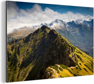 Aluminium schilderij 180x120 cm - Wanddecoratie metaal - De zon schijnt op de bergen in het Nationaal park Tatra in Polen - Metalen muurdecoratie woonkamer - Decoratie industrieel - Foto op dibond - Industriële accessoires slaapkamer