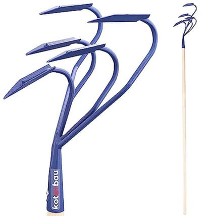 KOTARBAU® 5 Teeth Hand Cultivator with Wooden Handle Scissors 175 cm Weed Grower for Weeds, Garden Tools for Garden Care, Grower, Hand Plow, Garden Accessories