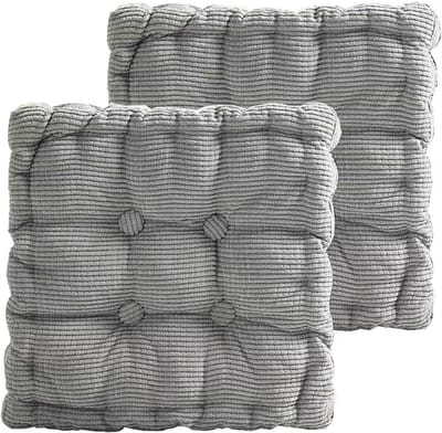 Buitenzitkussen, set van 2 stoelkussens 45x45cm, dikke kussens voor op de vloer, buitenzitkussen voor bank en tuinstoel (vierkant, lichtgrijs)