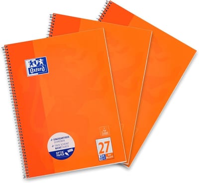 Collegeblok A4 gelinieerd met dubbele rand - 80 vellen - oranje - 3 stuks