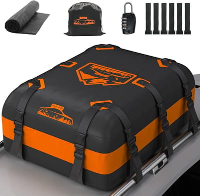 Famanu - Daktas 566 liter / 20 kubieke voet, 1000D materiaal, met antislipmat en 10 riemen – Oranje