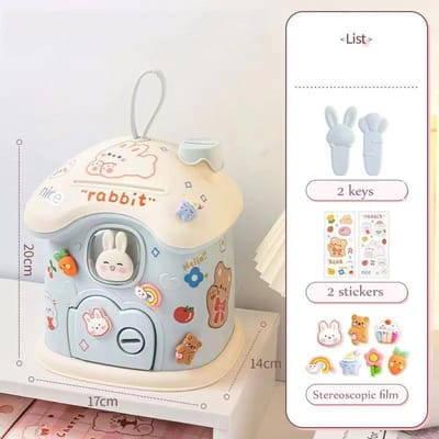 Meisje DIY Creatief Geld Bankieren Speelgoed Spaarpot Geld Besparen Pot Muntbanken Muntdoos met Slot Sleutel Kerstcadeau Speelgoed voor Kinderen white