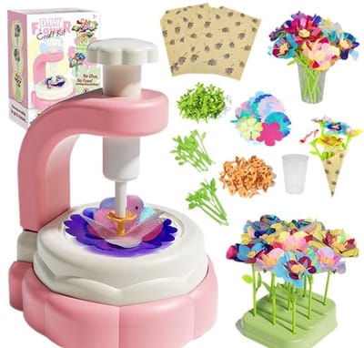 DIY Bloemen Maken Knutselset - Creatieve Bloemen Pers met Vaas - Zonder Lijm - Educatief Speelgoed voor Kinderen 4-9 Jaar - Meisjes & Jongens - Cadeau