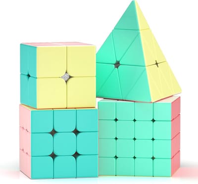 Magische Kubus Set - Hersenkraker Puzzels - Mentale Uitdaging - Vier Verschillende Maten - 4 Stuks - Macaron Kleuren