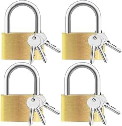 EXCITAT 4 stuks - Hangsloten - Kleine sloten - Messing hangsloten - Wordt geleverd met sleutel - Geschikt voor koffers, kasten, kluisjes, lockers