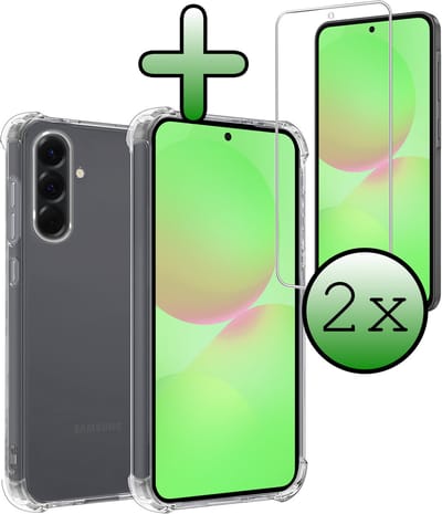 Hoesje Met Screenprotector - 2 Stuks - Geschikt voor Samsung Galaxy A36 - Sterk & Shockproof - Siliconen Case - Back Cover - Telefoon Hoes - Shock Proof - Transparant
