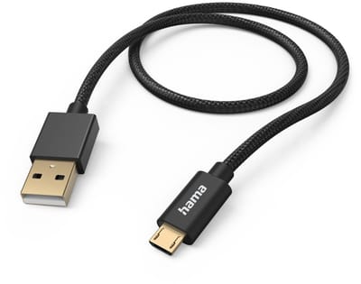 Hama Fabric USB-kabel 1,5 m USB 2.0 USB A Micro-USB B Zwart