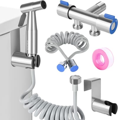 Handdouche voor Bidet met RVS Doucheslang van 2m, Universele Aansluiting G1/2 Inch, Wandhouder en Douchkop voor Babyverzorging en Huisdierbad