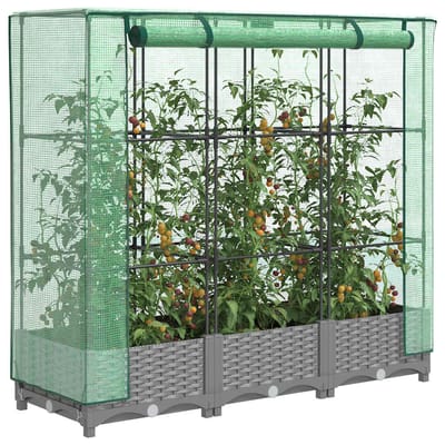 vidaXL - Plantenbak - verhoogd - met - kashoes - 120x40x123 - cm - rattanlook