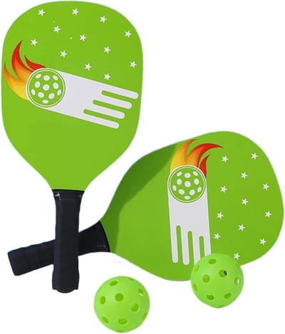 Peddelset Kinderen - Buitentennis rackets - Buiten spelen - Honingraat kern - 2 peddels 2 ballen - Groen