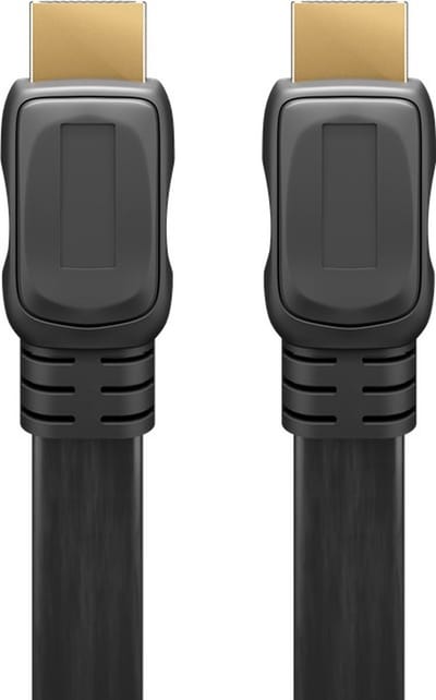 Powteq - 1 meter - Platte HDMI kabel - HDMI 2.0 - Zwart - Gold-plated - Standaard HDMI kabel - Handig weg te werken
