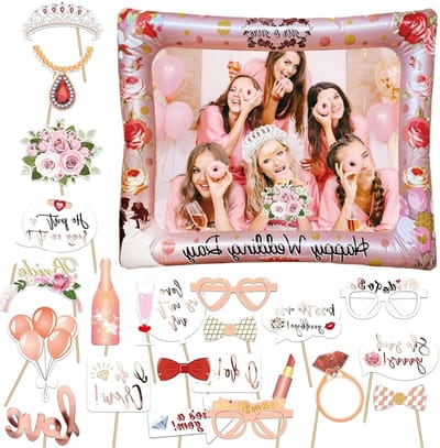 23 Delen Bachelorette Party Foto Props met Roze Gouden Kippenlijst, Feestaccessoires voor Vrijgezellenfeest en Bruiloft