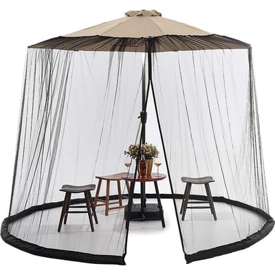 Moustiquaire pour parasol d'extérieur pour porche de patio - Moustiquaire pour tuyau d'eau pour 7 à 11 pieds 940CM noir