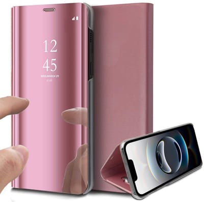 Hoesje geschikt voor iPhone 16e - Spiegel Book Case Rosegoud