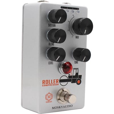 MOSKYAUDIO – pédale de compresseur de guitare électrique, pédale d'effets, maintien/mélange/niveau/contrôle de tonalité argenté