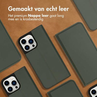 Accezz Hoesje - Geschikt voor Apple iPhone 14 Pro Max - Premium Leather Slim Bookcase - Groen