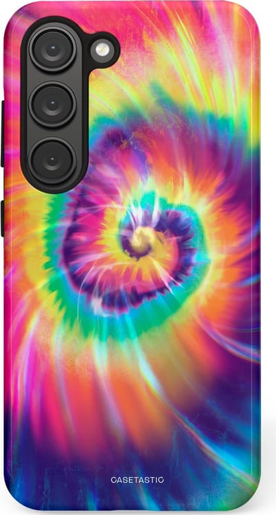 Casetastic hoesje geschikt voor Samsung Galaxy S23 - Dubbellaagse bescherming - Kleurrijke draaikolk - Fashion Case - Donkerblauw Roze Goud Lavendel