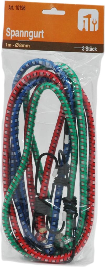 Bagagespin/snelbinders - 3x - 100 cm - gekleurd - Spanelastieken - met haken - multi kleuren