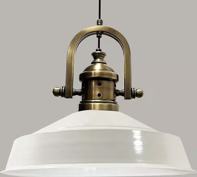 Hangende Metalen Lamp Ø41 cm, E27, Vintage Lamp, Wit Binnenkant