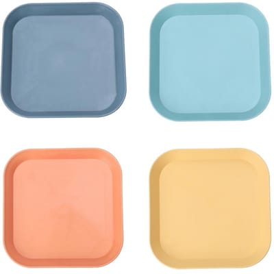 4 Stuks Onbreekbare Borden Vaatwasser Magnetron Bestendig Dinerborden Kleurrijke Alledaagse Vierkante Ronde Borden Voor Keuken Kamperen Round white