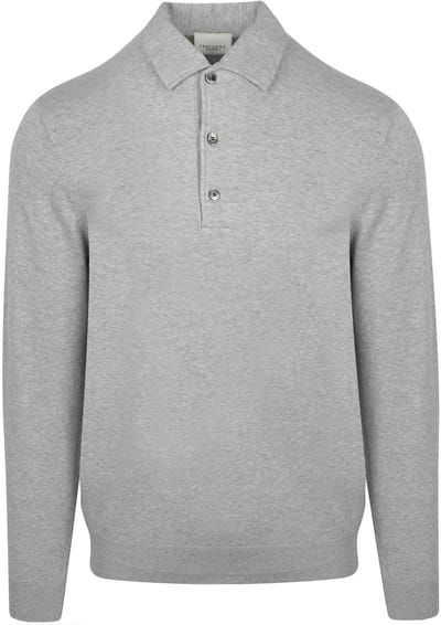 Profuomo Longsleeve Poloshirt Luxury Basic Grijs - Maat M - Heren - Pullovers