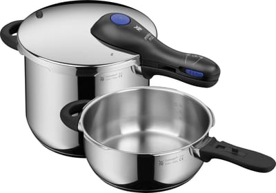 WMF Perfect Plus - Snelkookpannenset - 3.0L + 6.5L - RVS - Stapelbaar - Vlambeveiliging - Inductie