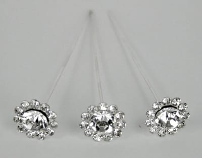 Boeket Pinnen - Bloemen Spelden - Bruiloft Decoratie - Kristal Design - 3 Inch Lengte - Zilver