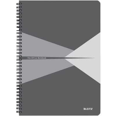 Leitz Office-notitieboek, A4-formaat, 90 vierkante vellen, 360° openklapbaar, spiraalbinding, kunststof omslag, FSC®-gecertificeerd, grijs