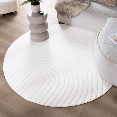 Fraai Rond Scandinavisch vloerkleed - Charm Curves Wit - Ø 200cm