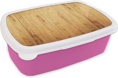 Broodtrommel Roze - Lunchbox - Brooddoos - Patronen - Planken - Natuur - 18x12x6 cm - Kinderen - Meisje